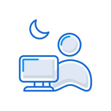 Overtime business management icon with blue outline style. clock, symbol, work, time, sign, management, schedule. Vector Illustration