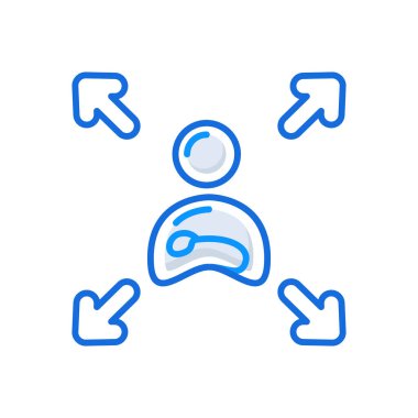 Empowerment business management icon with blue outline style. business, empowerment, human, outline, line, leadership, motivation. Vector Illustration