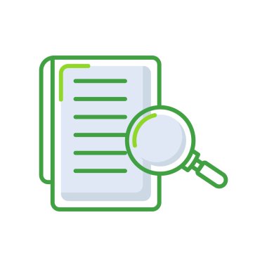 Case study business management icon with green outline style. sign, case, research, business, search, symbol, analysis. Vector Illustration