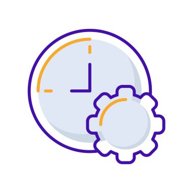 Time management business management icon with orange purple outline style. time, clock, management, business, symbol, graphic, watch. Vector Illustration