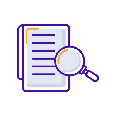 Case study business management icon with orange purple outline style. sign, case, research, business, search, symbol, analysis. Vector Illustration
