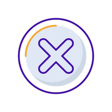 Rejected business management icon with orange purple outline style. reject, symbol, no, web, mark, wrong, choice. Vector Illustration