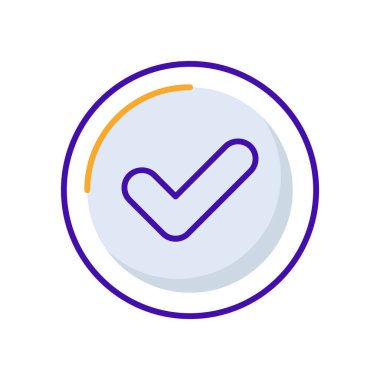 Approved business management icon with orange purple outline style. symbol, sign, check, mark, tick, guarantee, choice. Vector Illustration