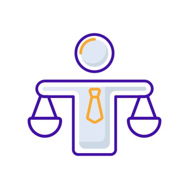 Work balance business management icon with orange purple outline style. work, balance, life, business, concept, symbol, flat. Vector Illustration