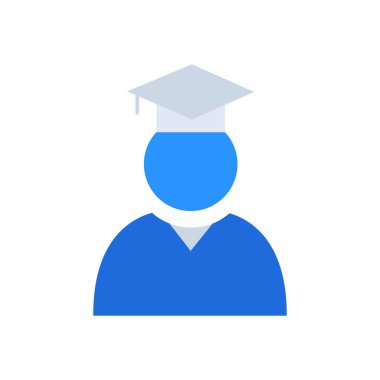 Graduate student business people icon with blue outline style. education, student, university, college, graduation, school, study. Vector Illustration