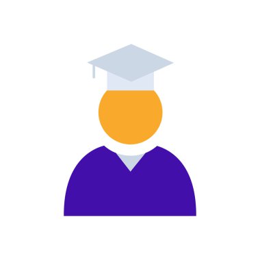 Graduate student business people icon with orange purple outline style. education, student, university, college, graduation, school, study. Vector Illustration