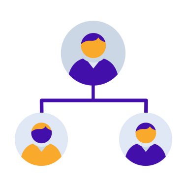 Team leader business people icon with orange purple outline style. leader, icon, team, teamwork, business, group, person, people. Vector Illustration