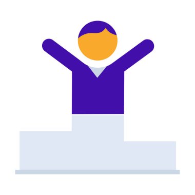 Champion business people icon with orange purple outline style. symbol, champion, sport, trophy, sign, winner, competition. Vector Illustration