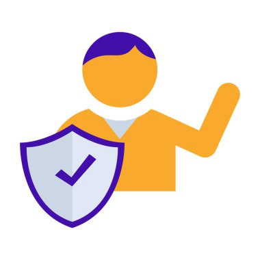 Shield business people icon with orange purple outline style. sign, icon, shield, symbol, protection, security, safe. Vector Illustration