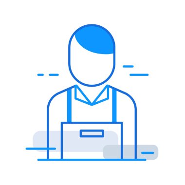 Maintenance guy business people icon with blue outline style. maintenance, guy, service, work, repair, person, worker, icon. Vector Illustration