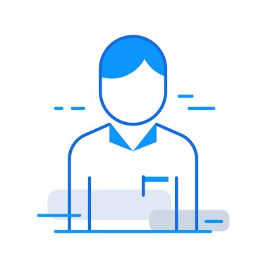 Employee business people icon with blue outline style. business, employee, team, people, teamwork, group, partnership. Vector Illustration