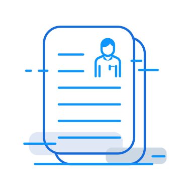 Employee qualification business people icon with blue outline style. business, employee, icon, management, job, recruitment, qualification. Vector Illustration