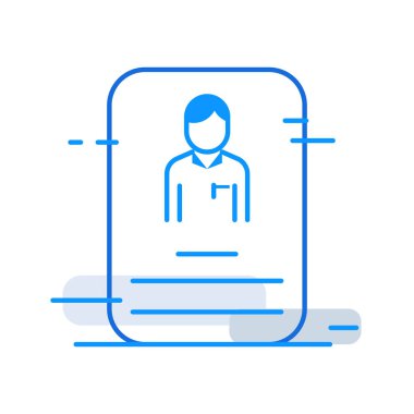 ID business people icon with blue outline style. id, symbol, identity, identification, card, business, sign. Vector Illustration