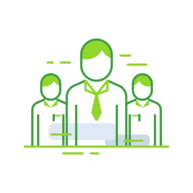Business Tim business people icon with green outline style. business, web, sign, tim, set, flat, support. Vector Illustration