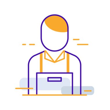 Maintenance guy business people icon with orange purple outline style. maintenance, guy, service, work, repair, person, worker, icon. Vector Illustration