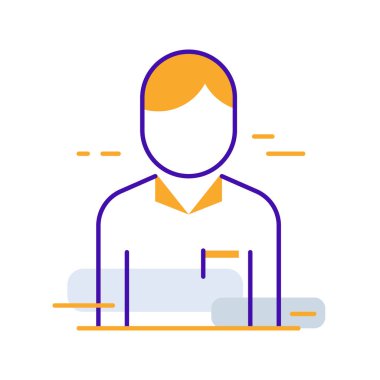 Employee business people icon with orange purple outline style. business, employee, team, people, teamwork, group, partnership. Vector Illustration