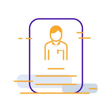 ID business people icon with orange purple outline style. id, symbol, identity, identification, card, business, sign. Vector Illustration