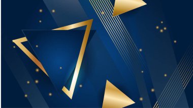 Mavi arkaplanda altın soyut şekiller