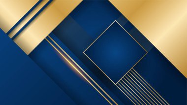 Mavi arkaplanda altın soyut şekiller