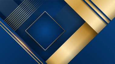 Mavi arkaplanda altın soyut şekiller