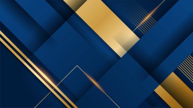 Mavi arkaplanda altın soyut şekiller