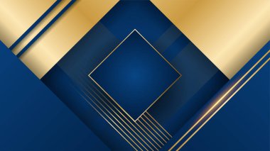 Mavi arkaplanda altın soyut şekiller