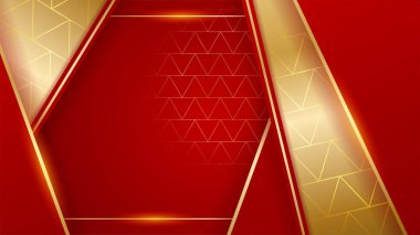 Soyut kırmızı ve altın şekiller arkaplan