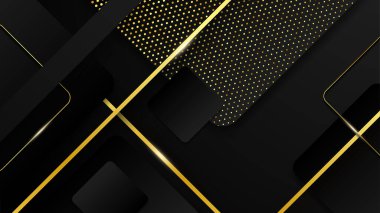 Altın çizgileri olan soyut siyah ve altın geometrik arkaplan