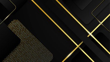 Altın çizgileri olan soyut siyah ve altın geometrik arkaplan