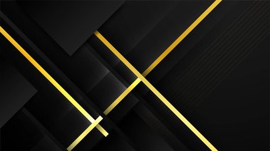 Altın çizgileri olan soyut siyah ve altın geometrik arkaplan