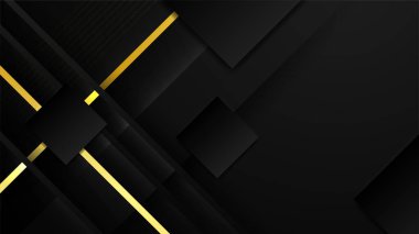 Altın çizgileri olan soyut siyah ve altın geometrik arkaplan