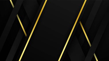 Altın çizgileri olan soyut siyah ve altın geometrik arkaplan