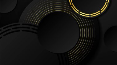 Altın çizgileri olan soyut siyah ve altın geometrik arkaplan