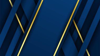 Soyut geometrik desenli lüks, altın arka planlı koyu mavi