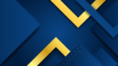 Soyut geometrik desenli lüks, altın arka planlı koyu mavi