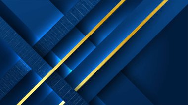 Soyut geometrik desenli lüks, altın arka planlı koyu mavi