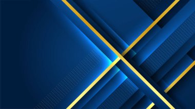 Soyut geometrik desenli lüks, altın arka planlı koyu mavi