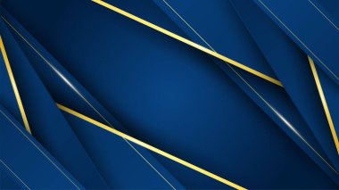 Soyut geometrik desenli lüks, altın arka planlı koyu mavi