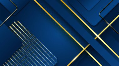 Soyut geometrik desenli lüks, altın arka planlı koyu mavi