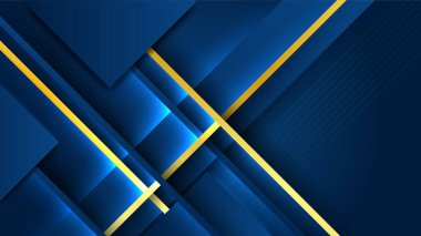 Soyut geometrik desenli lüks, altın arka planlı koyu mavi