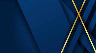 Soyut geometrik desenli lüks, altın arka planlı koyu mavi