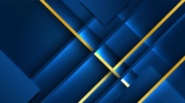 Soyut geometrik desenli lüks, altın arka planlı koyu mavi