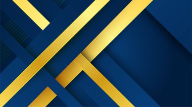 Soyut geometrik desenli lüks, altın arka planlı koyu mavi