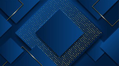 Soyut geometrik desenli lüks, altın arka planlı koyu mavi