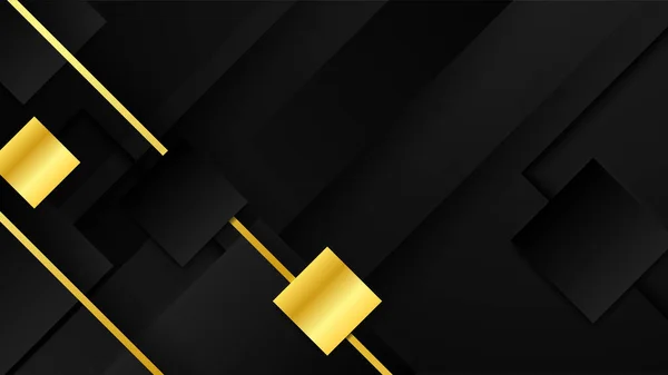 Abstract Zwart Goud Geometrische Vorm Achtergrond Met Gouden Lijnen — Stockvector