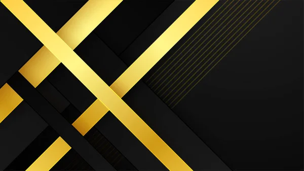 Abstraktes Schwarz Und Gold Geometrische Form Hintergrund Mit Goldenen Linien — Stockvektor