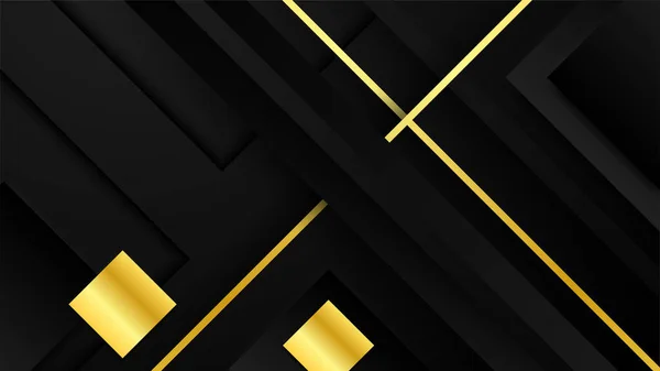 金線で黒と金の幾何学的形状の背景 — ストックベクタ