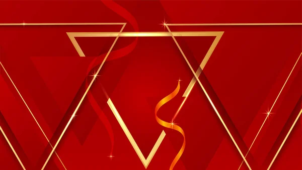 Červené Zlaté Pozadí Čárami Abstraktní Tvary — Stockový vektor