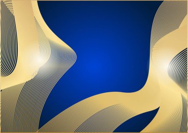 Soyut mavi ve altın dalga eğrisi çizgi arkaplanı