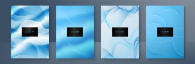 Modern kapak tasarımı. Mavi beyaz soyut çizgi deseni (dalga eğrileri). İş geçmişi, sertifika, broşür şürü için yaratıcı dalgalı çizgili vektör koleksiyonu
